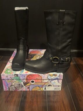 Jeffrey Campbell Black Mid-Calf Harness Boots